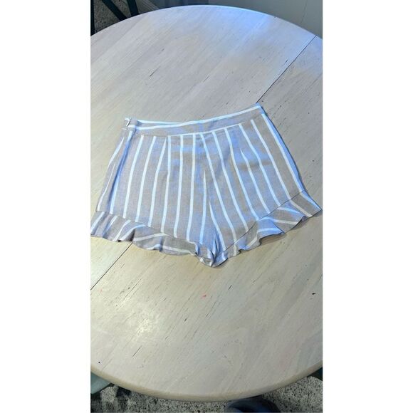 AFTER MARKET STRIPE LINEN BLEND RUFFLE TRIM SHORTS WOMENS SIZE M - Picture 7 of 10